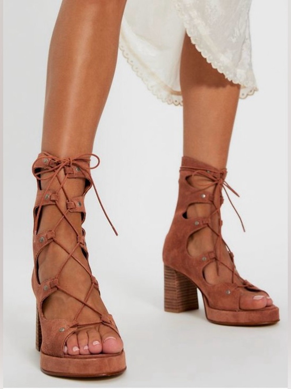 Free People Collection ~ Markie Lace-Up Platforms ~ Deep Sand ~ SZ- 9 ~ NWT*** - Picture 11 of 15